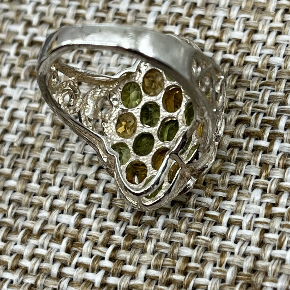 Vintage 925 Sterling Silver Ring with Vibrant Green & Yellow Gemstones - Picture 13 of 16